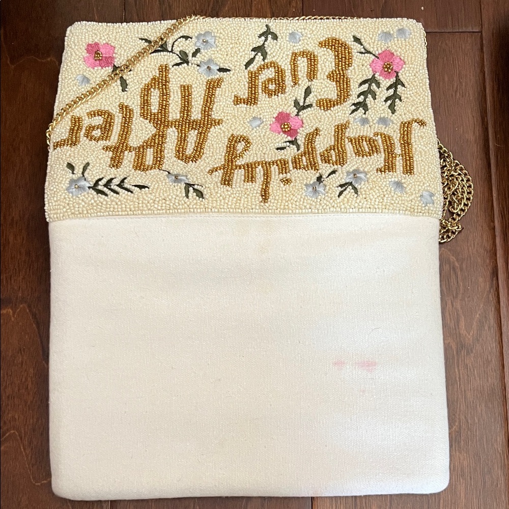 Beaded 'Happily Ever After' Beige Clutch - Picture 3 of 3